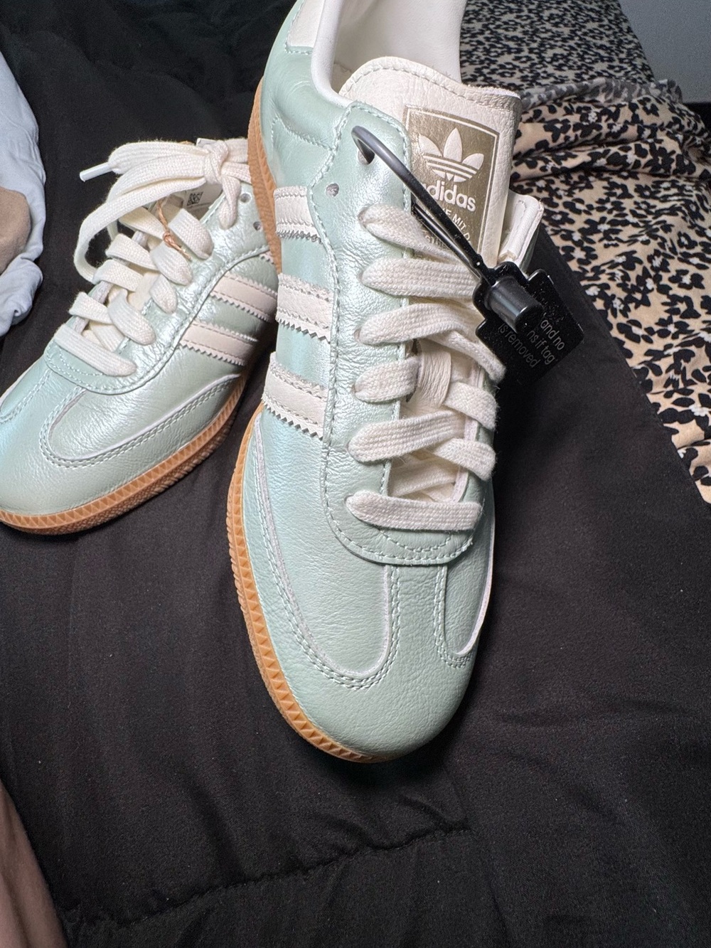 adidas Samba Classic Sneakers in Mint Green and White with Gum Sole